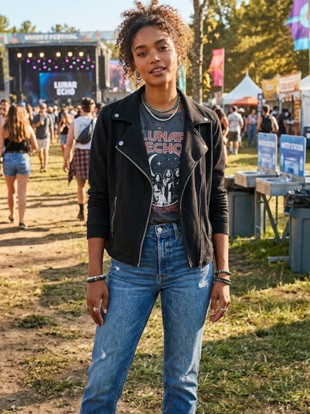 Liverpool Black Bomber-Style Moto Jacket